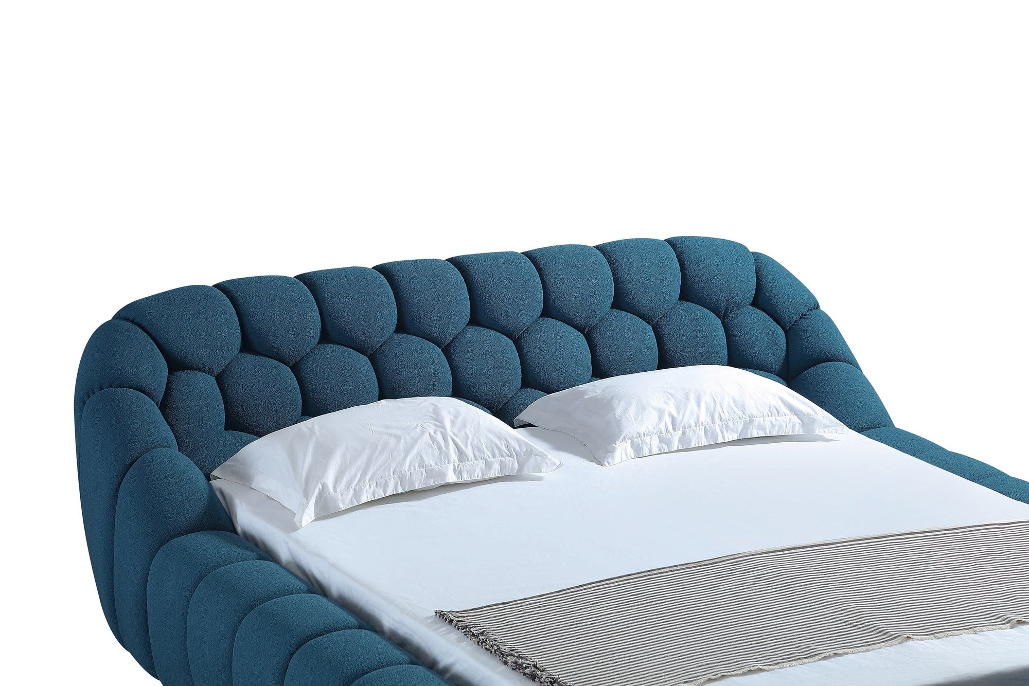 Lit moderne en tissu bleu sarcelle foncé Divani Casa Yolonda, modèle VGEV-A127-BED-C-15