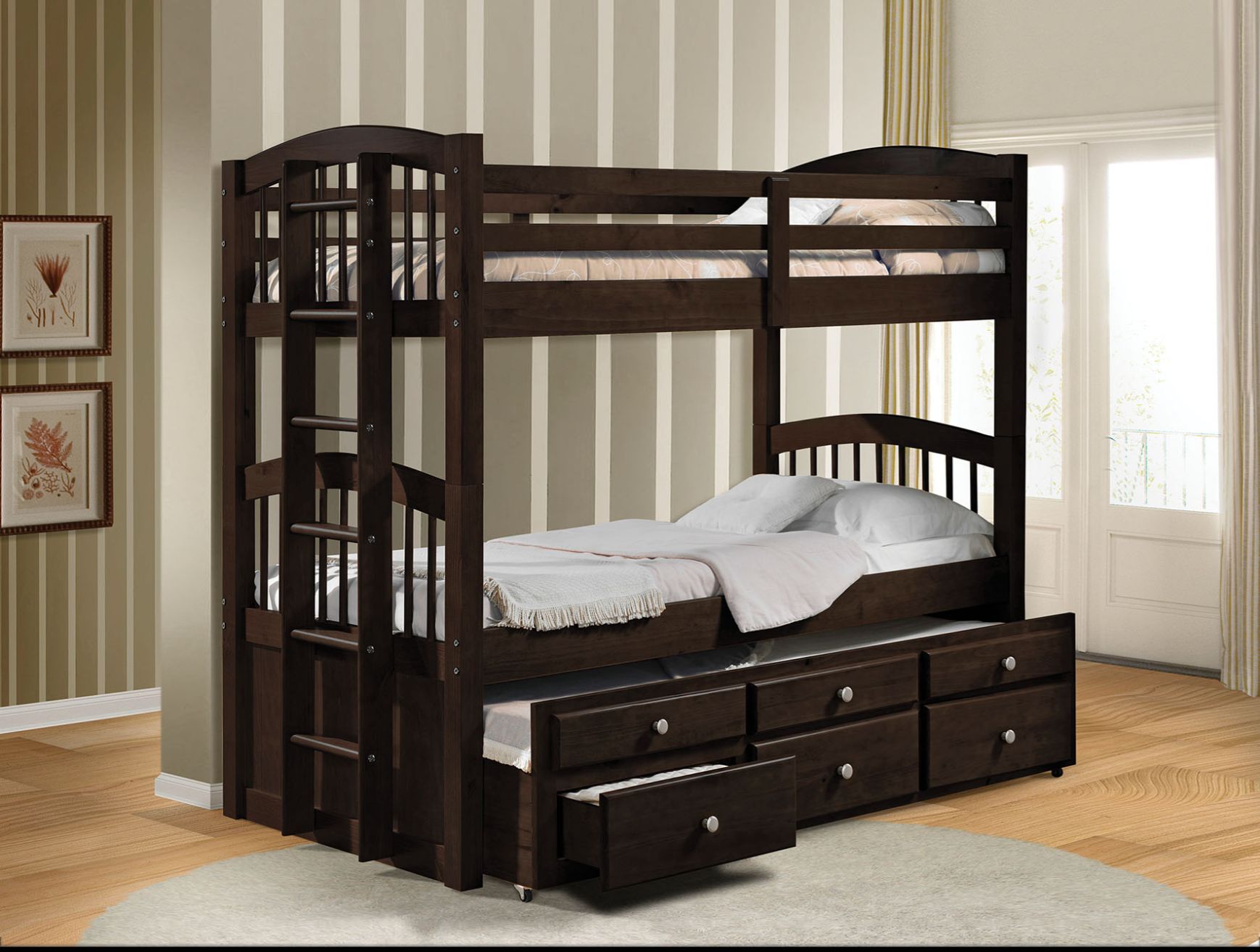 ACME Micah Espresso Bunk Bed (Twin | Twin) with Trundle & Storage Model 40000