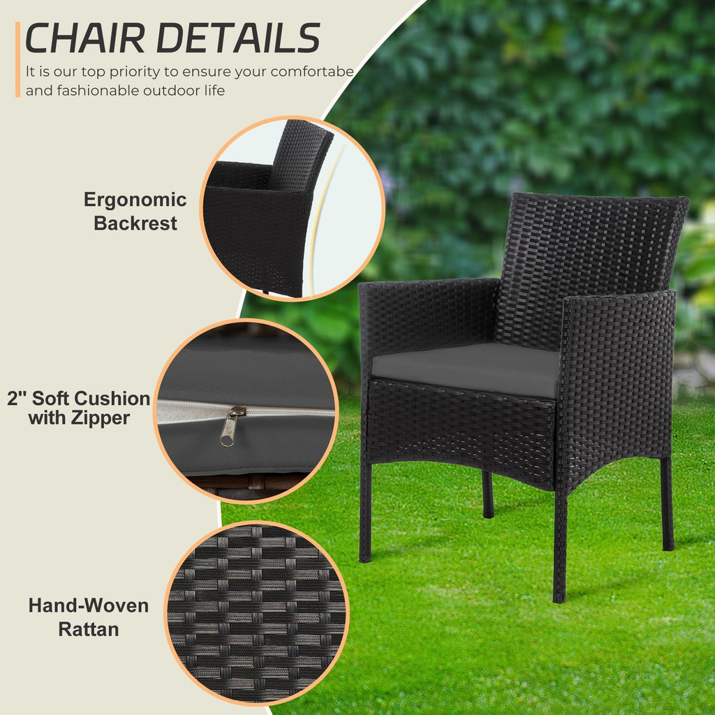 Ensemble de mobilier de jardin en résine tressée 4 pièces, canapé d'angle extérieur en rotin avec coussins