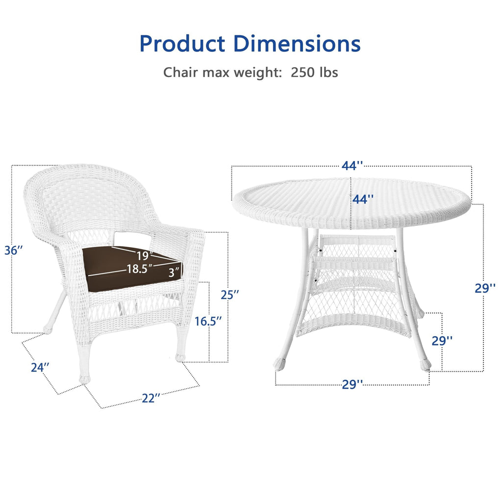 Ensemble de salle à manger 5 pièces en résine tressée blanche