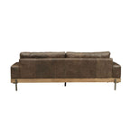 ACME Silchester Oak & Distress Chocolate Top Grain Leather Sofa Model 52475