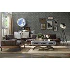 ACME Silchester Oak & Distress Chocolate Top Grain Leather Sofa Model 52475