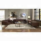 ACME Porchester Distress Chocolate Top Grain Leather Loveseat Model 52481