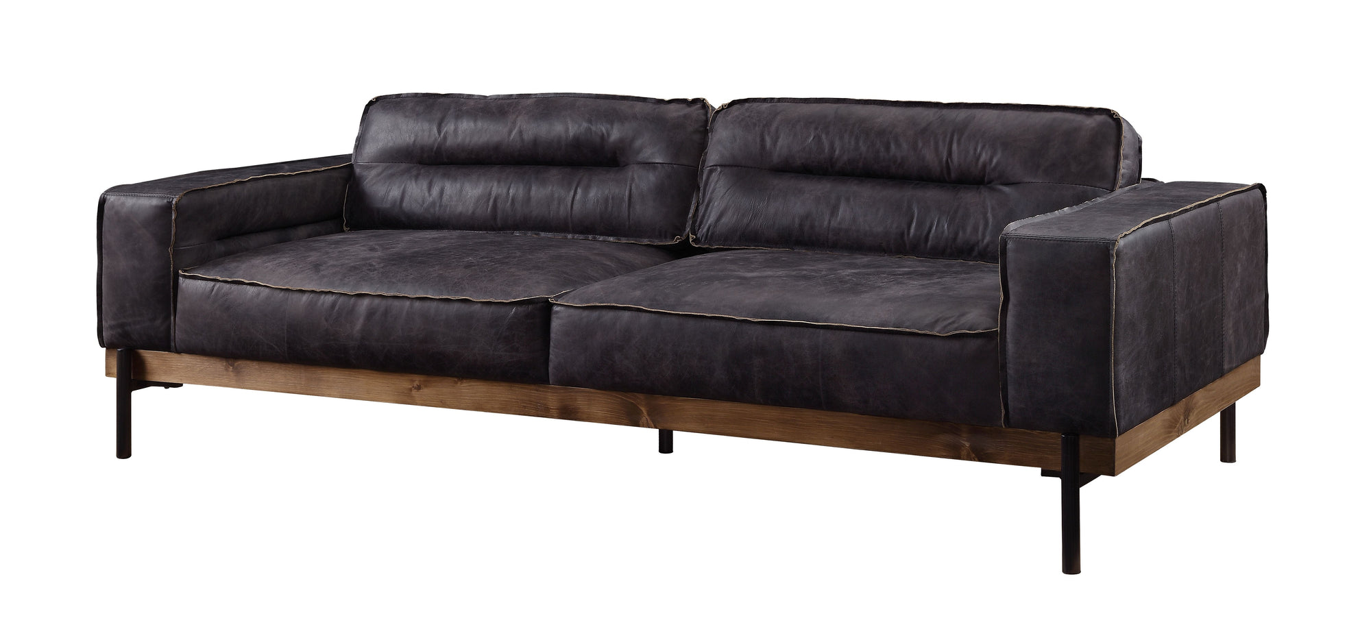 ACME Silchester Antique Ebony Top Grain Leather Sofa Model 56505