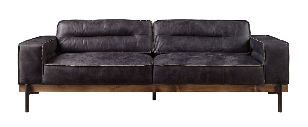 ACME Silchester Antique Ebony Top Grain Leather Sofa Model 56505