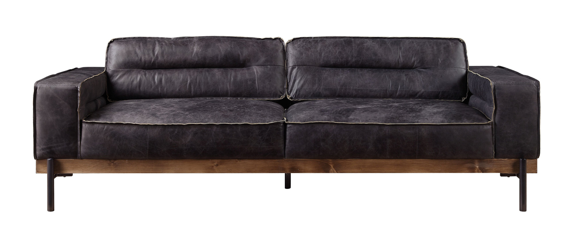 ACME Silchester Antique Ebony Top Grain Leather Sofa Model 56505