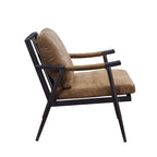 ACME Anzan Berham Chestnut Top Grain Leather & Matt Iron Accent Chair Model 59949