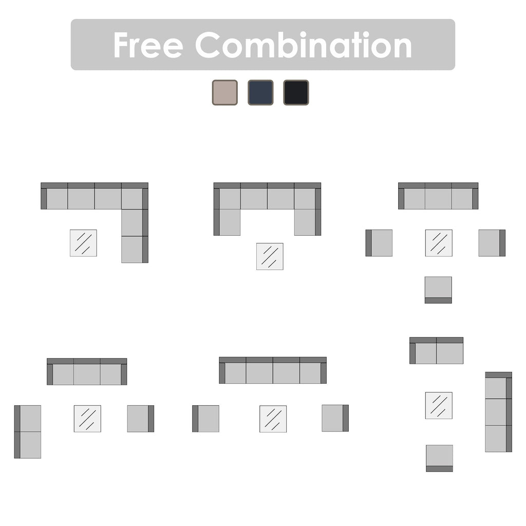 Ensemble de sièges d'extérieur modulables 6 personnes avec coussins