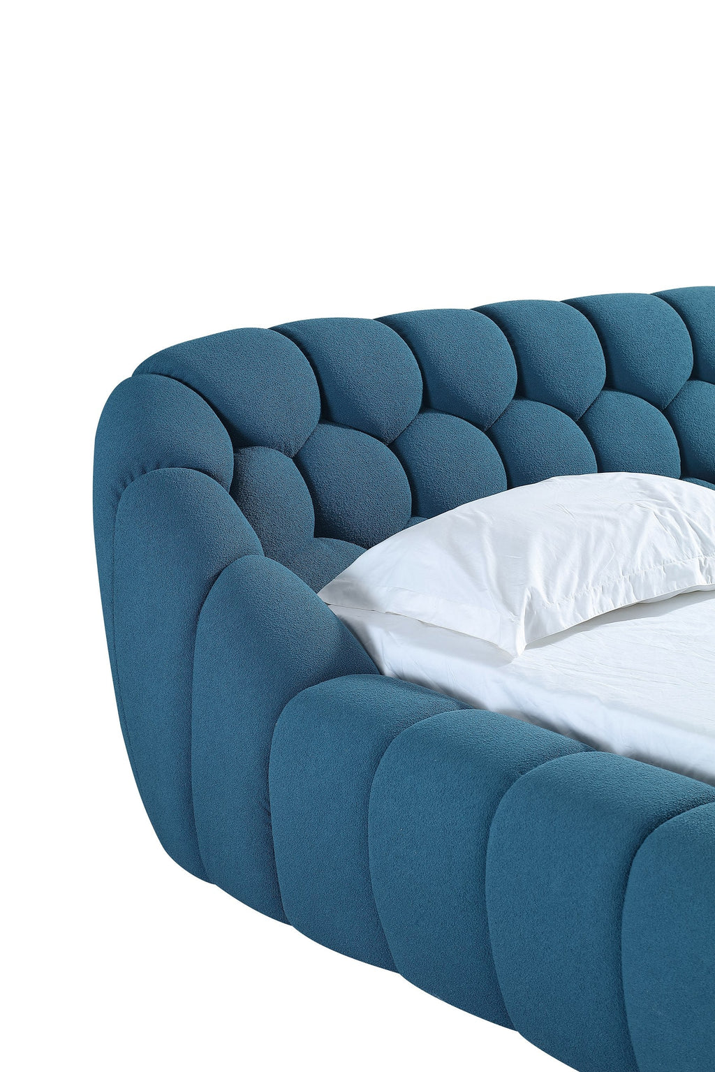 Lit moderne en tissu bleu sarcelle foncé Divani Casa Yolonda, modèle VGEV-A127-BED-C-15