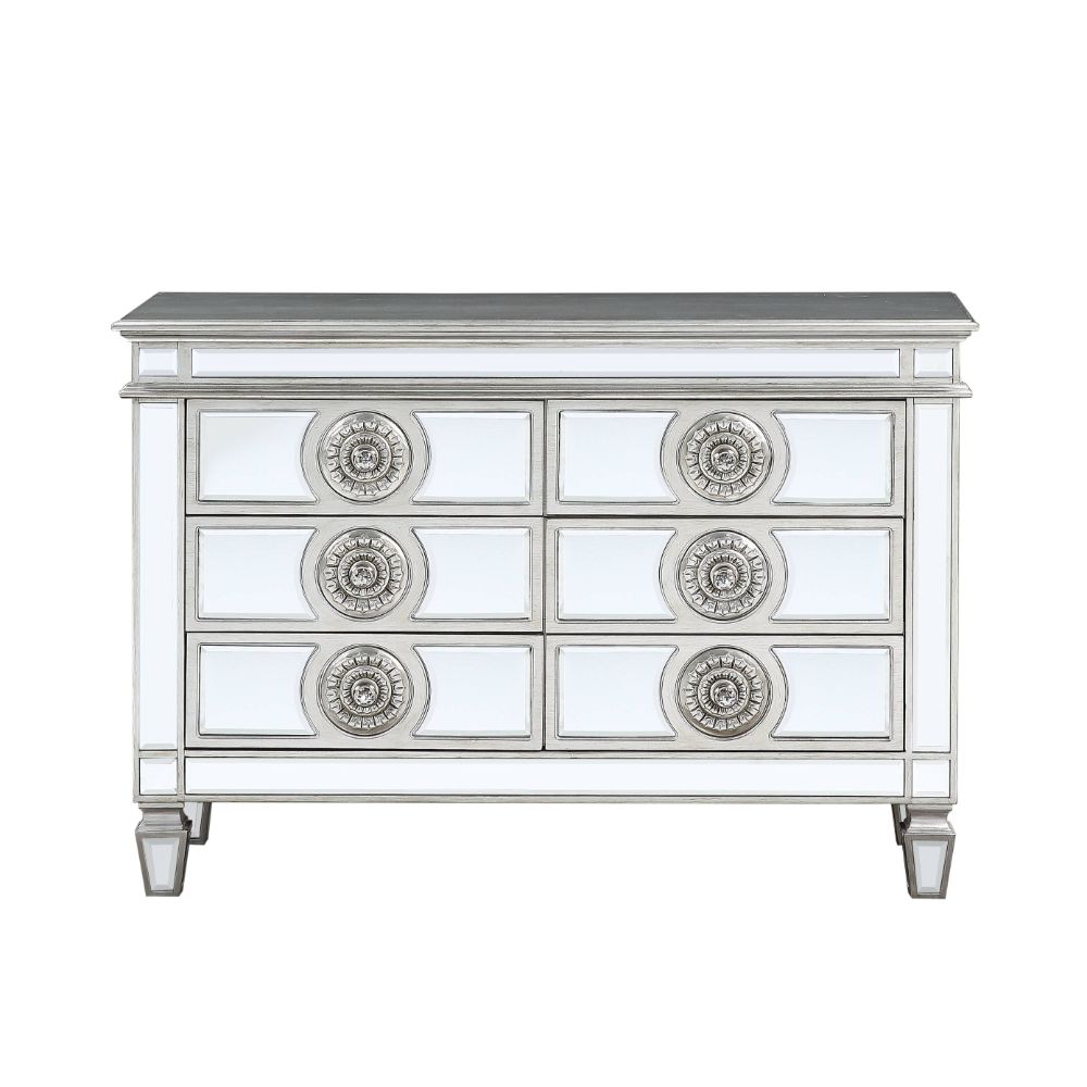 ACME Varian Mirrored & Antique Platinum Server Model 66159