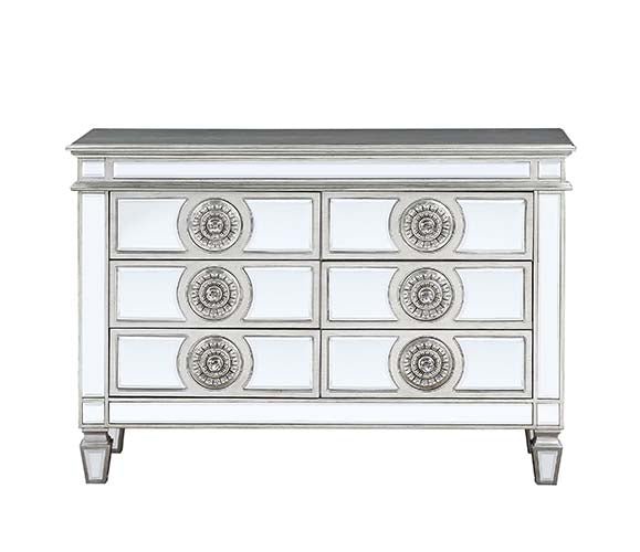 ACME Varian Mirrored & Antique Platinum Server Model 66159