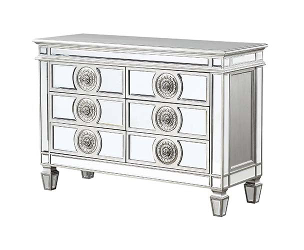 ACME Varian Mirrored & Antique Platinum Server Model 66159