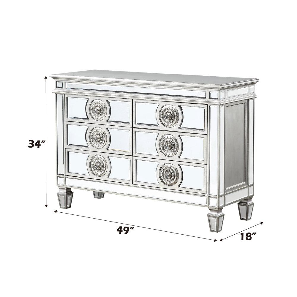 ACME Varian Mirrored & Antique Platinum Server Model 66159