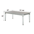 ACME Varian Mirrored & Antique Platinum Dining Table (90L) Model 66160