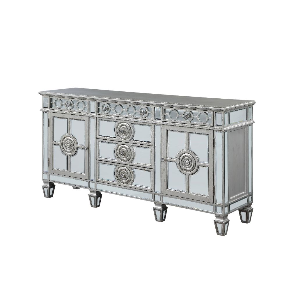 ACME Varian Mirrored & Antique Platinum Server Model 66164