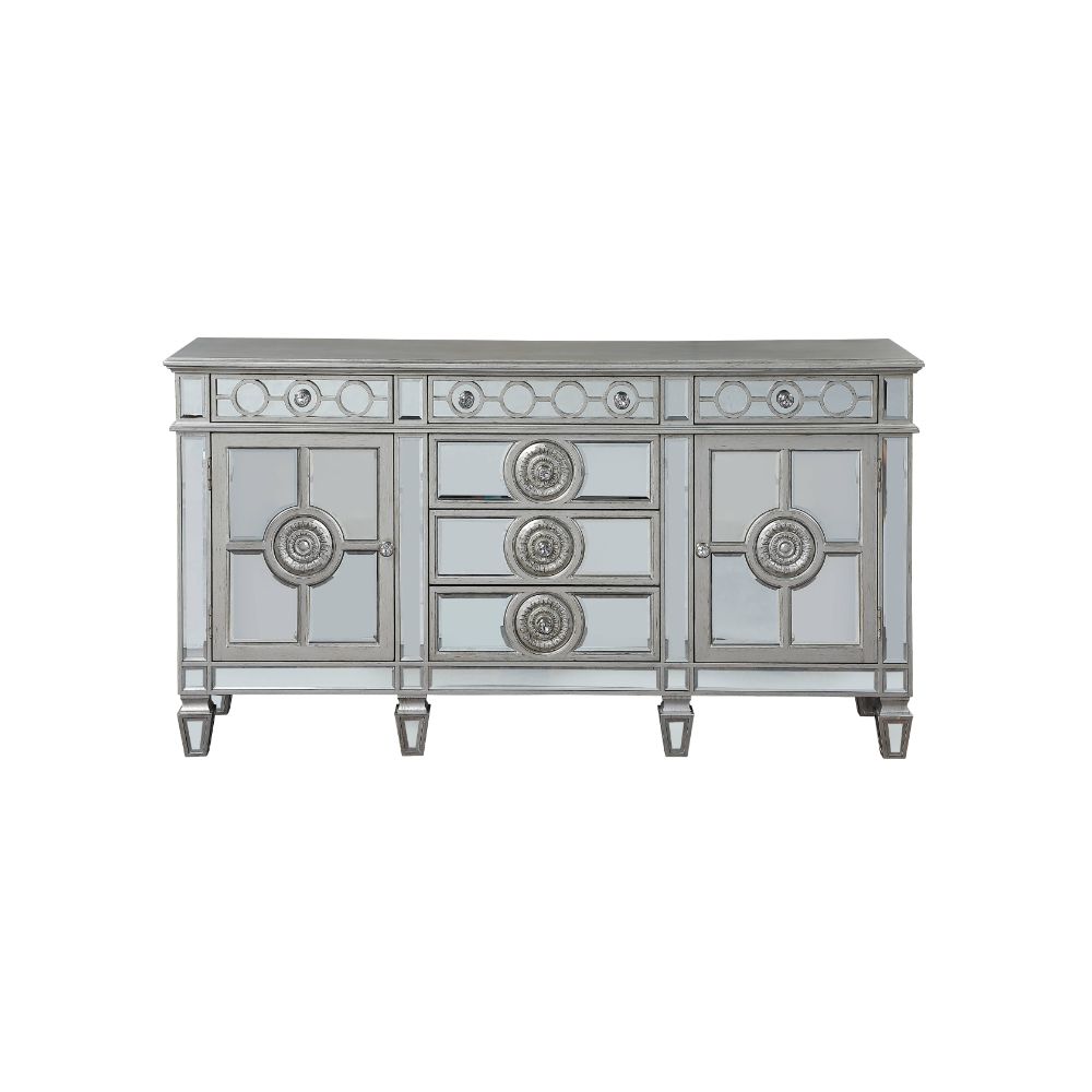 ACME Varian Mirrored & Antique Platinum Server Model 66164
