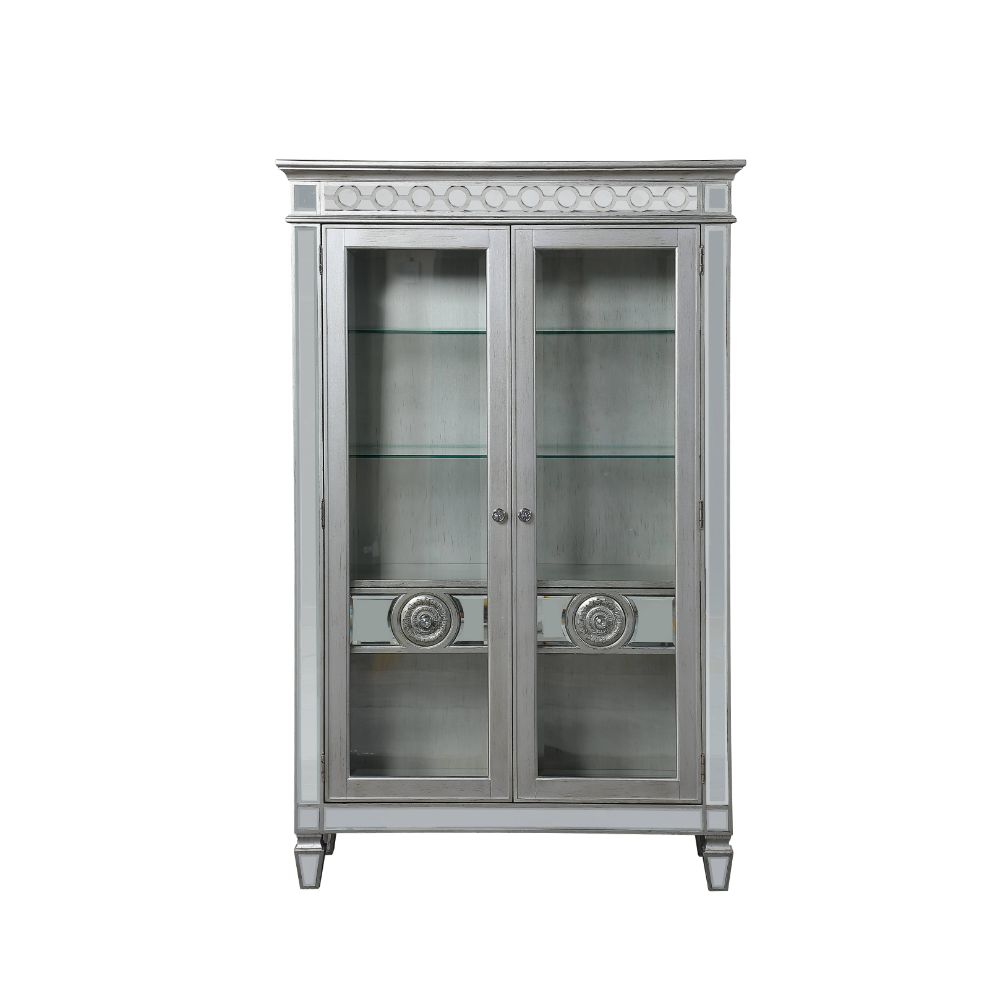 ACME Varian Mirrored & Antique Platinum Curio Model 66166