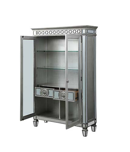 ACME Varian Mirrored & Antique Platinum Curio Model 66166