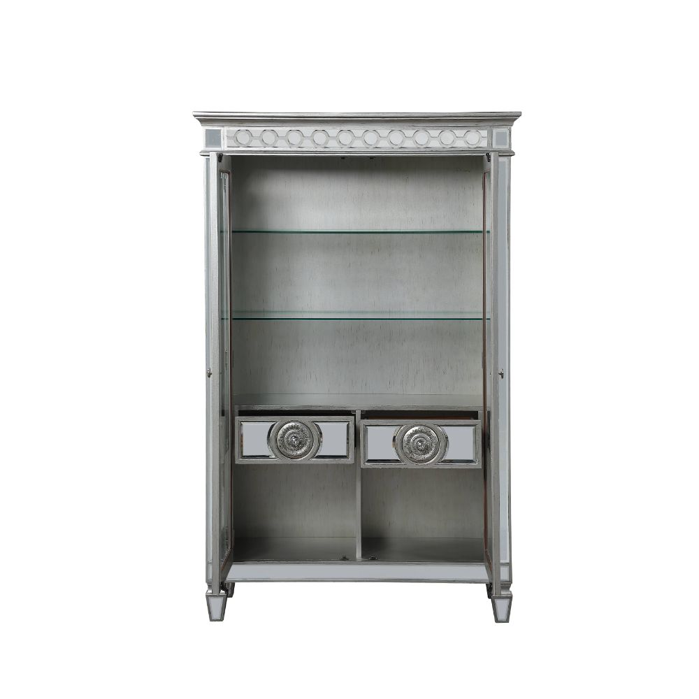 ACME Varian Mirrored & Antique Platinum Curio Model 66166