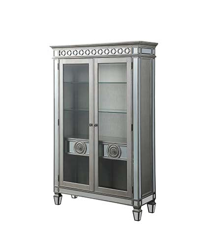 ACME Varian Mirrored & Antique Platinum Curio Model 66166
