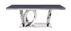 ACME Nasir White Engineered Stone & Mirrored Silver Dining Table Model 68255