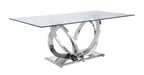 ACME Finley Clear Glass & Mirrored Silver Dining Table Model 68260