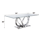 ACME Finley Clear Glass & Mirrored Silver Dining Table Model 68260