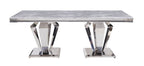 ACME Satinka Light Gray Engineered Stone & Mirrored Silver Dining Table Model 68265
