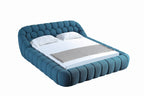 Lit moderne en tissu bleu sarcelle foncé Divani Casa Yolonda, modèle VGEV-A127-BED-C-15