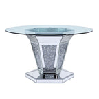 ACME Noralie Mirrored Faux Diamonds & Clear Glass Dining Table Model 71285