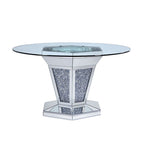 ACME Noralie Mirrored Faux Diamonds & Clear Glass Dining Table Model 71285