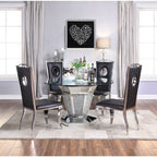 ACME Noralie Mirrored Faux Diamonds & Clear Glass Dining Table Model 71285