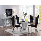 ACME Noralie Mirrored Faux Diamonds & Clear Glass Dining Table Model 71285