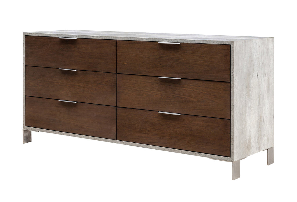 Nova Domus Conner Modern Dark Walnut & Faux Concrete Dresser Model VGAN-CONNER-DSR-DK
