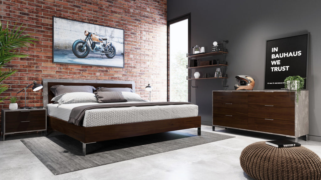 Nova Domus Conner Modern Dark Walnut & Faux Concrete Dresser Model VGAN-CONNER-DSR-DK