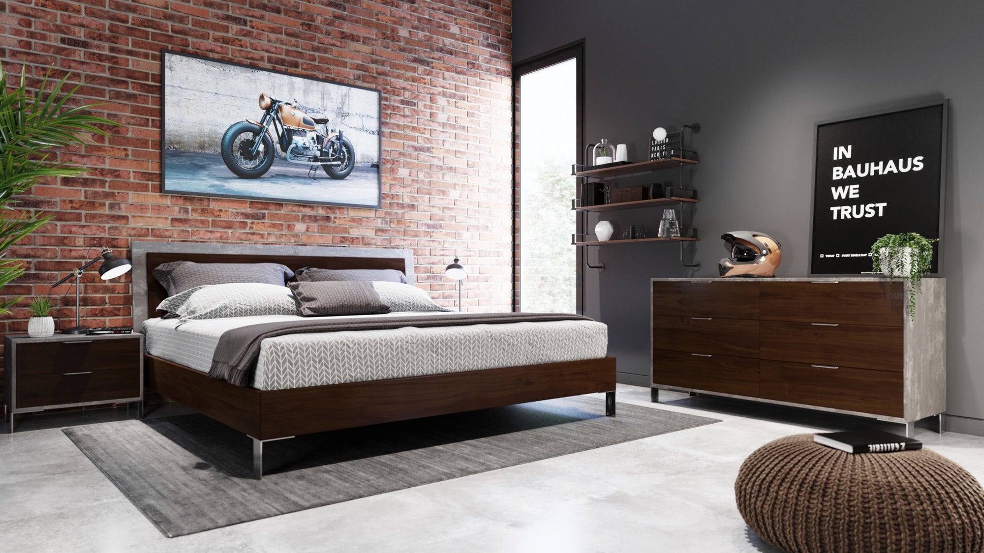 Nova Domus Conner Modern Dark Walnut & Faux Concrete Dresser Model VGAN-CONNER-DSR-DK