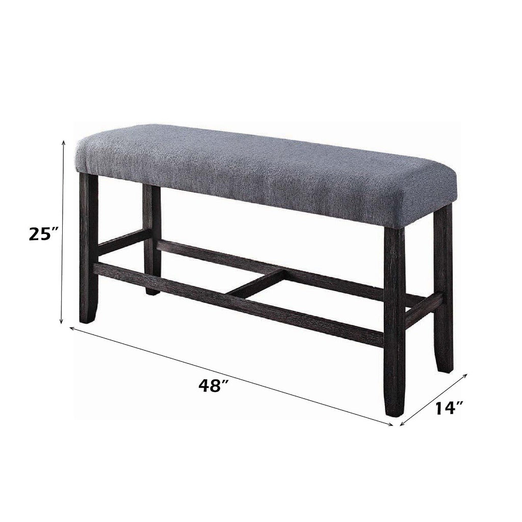 Banc de comptoir ACME Yelena en tissu et couleur espresso vieilli, modèle 72943