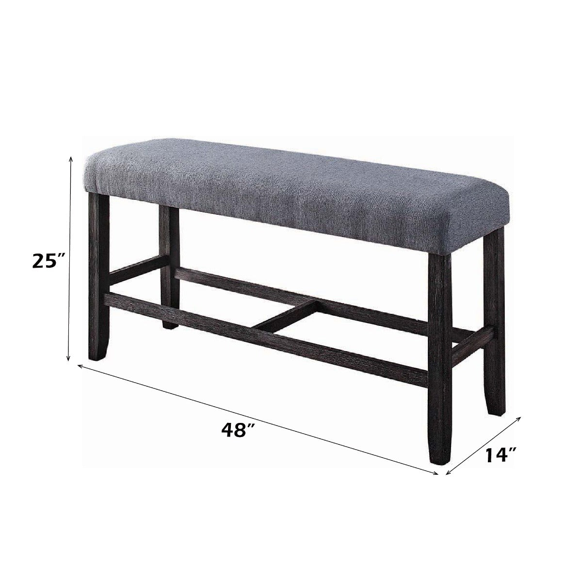 ACME Yelena Fabric & Weathered Espresso Counter Height Bench Model 72943