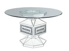 ACME Noralie Clear Glass Mirrored & Faux Diamonds Dining Table Model 72955