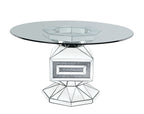 ACME Noralie Clear Glass Mirrored & Faux Diamonds Dining Table Model 72955