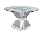 ACME Noralie Clear Glass Mirrored & Faux Diamonds Dining Table Model 72960