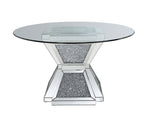 ACME Noralie Clear Glass Mirrored & Faux Diamonds Dining Table Model 72960