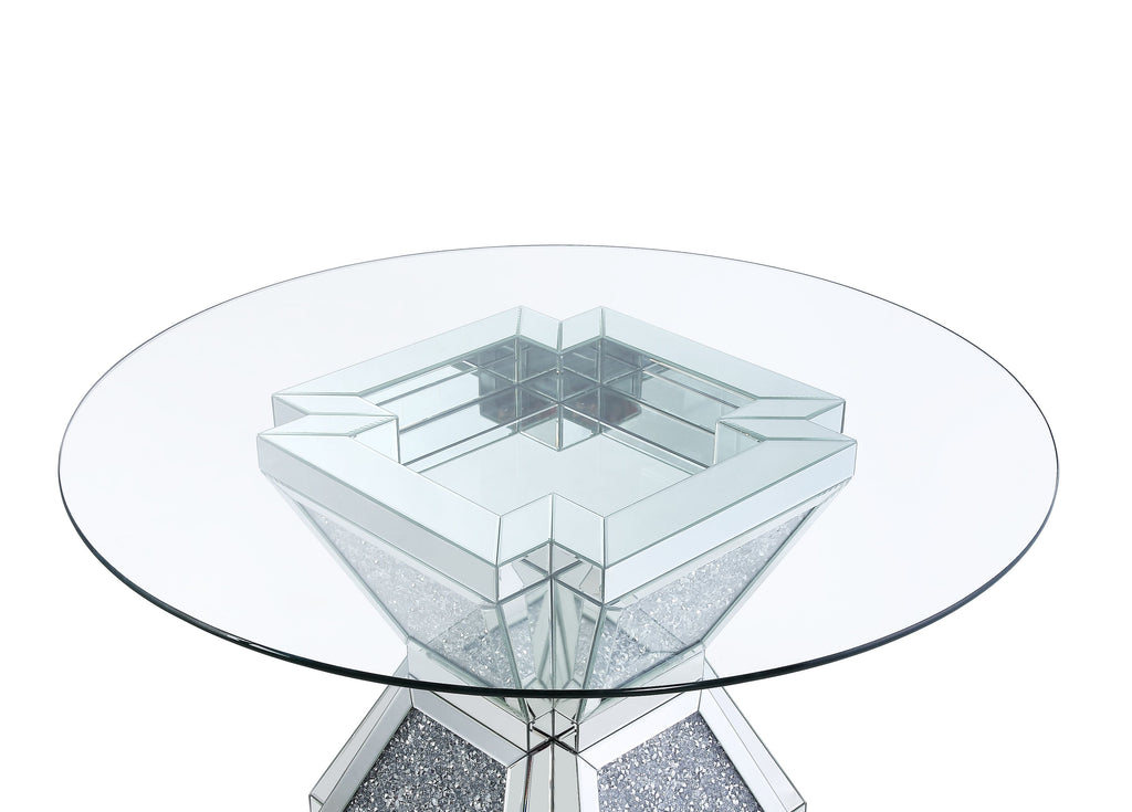 ACME Noralie Clear Glass Mirrored & Faux Diamonds Dining Table Model 72960