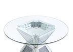 ACME Noralie Clear Glass Mirrored & Faux Diamonds Dining Table Model 72960