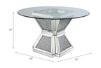 ACME Noralie Clear Glass Mirrored & Faux Diamonds Dining Table Model 72960