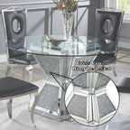 ACME Noralie Clear Glass Mirrored & Faux Diamonds Dining Table Model 72960