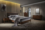 Modrest Marshall Mid Century Modern Brown Fabric & Walnut Bedroom Set Model VGMABR-39-SET