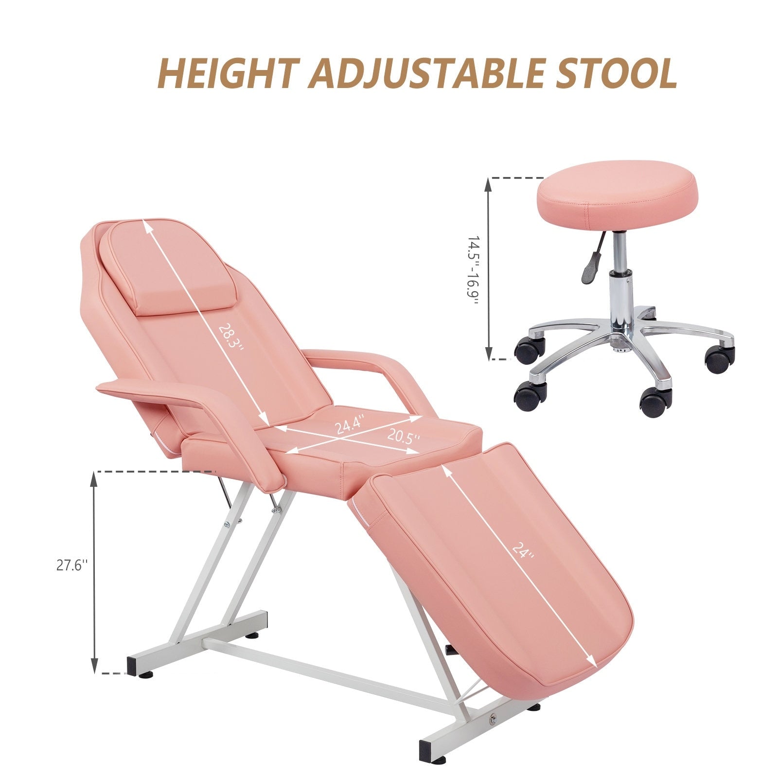 Lit de massage réglable pour salon de beauté et spa, fauteuil de tatouage avec tabouret