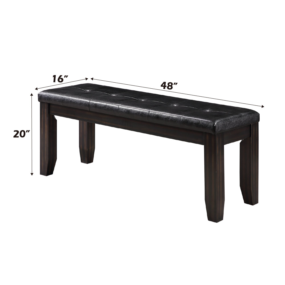 ACME Urbana Black Synthetic Leather & Espresso Bench Model 74625