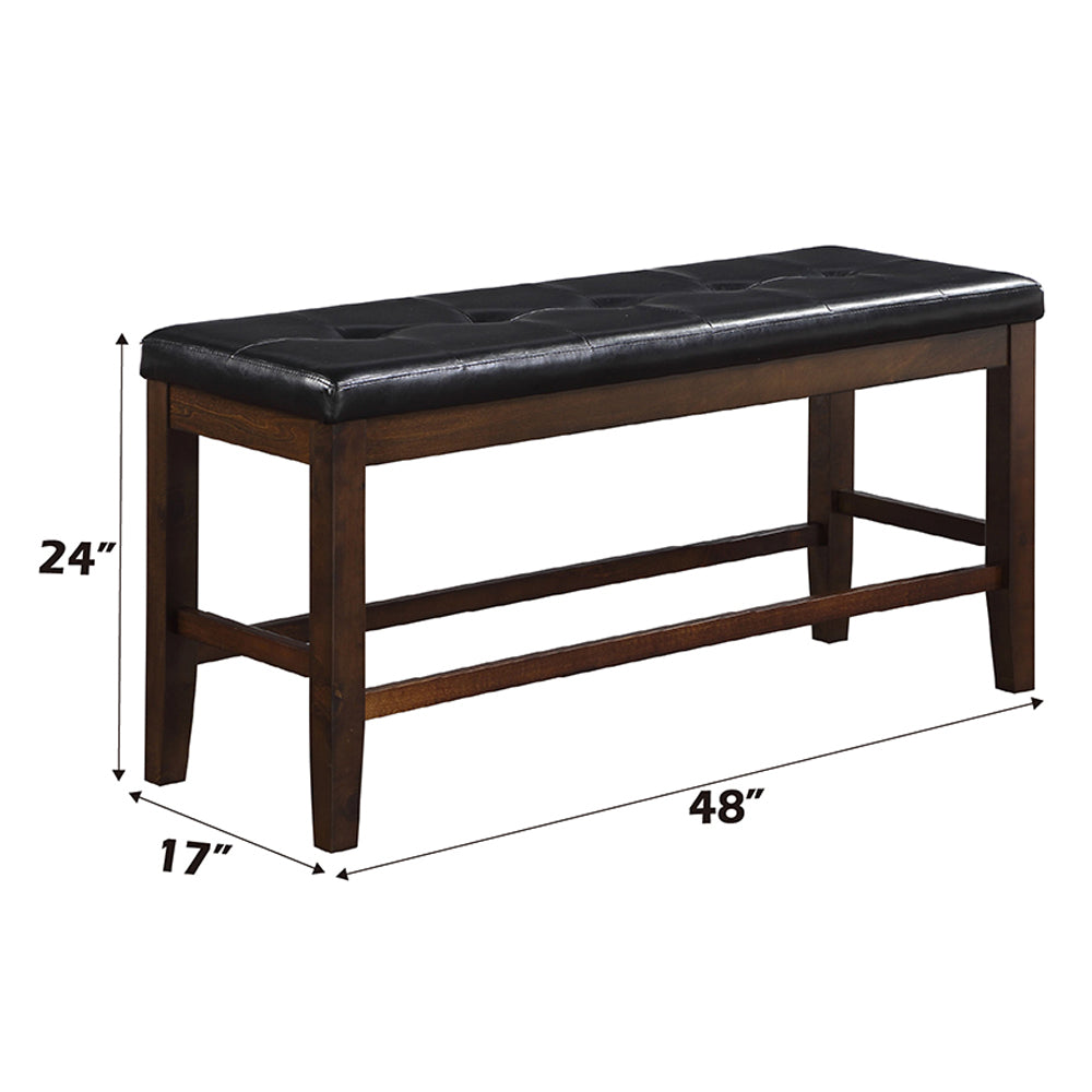 ACME Urbana Black Synthetic Leather & Espresso Counter Height Bench Model 74634
